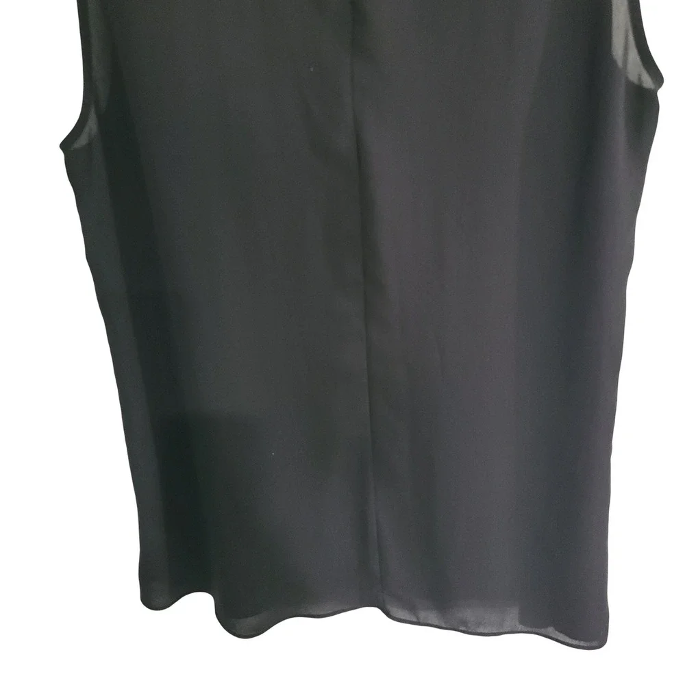 White House Black Market Black White Colorblock Sleeveless Shell Blouse Large - Picture 6 of 12